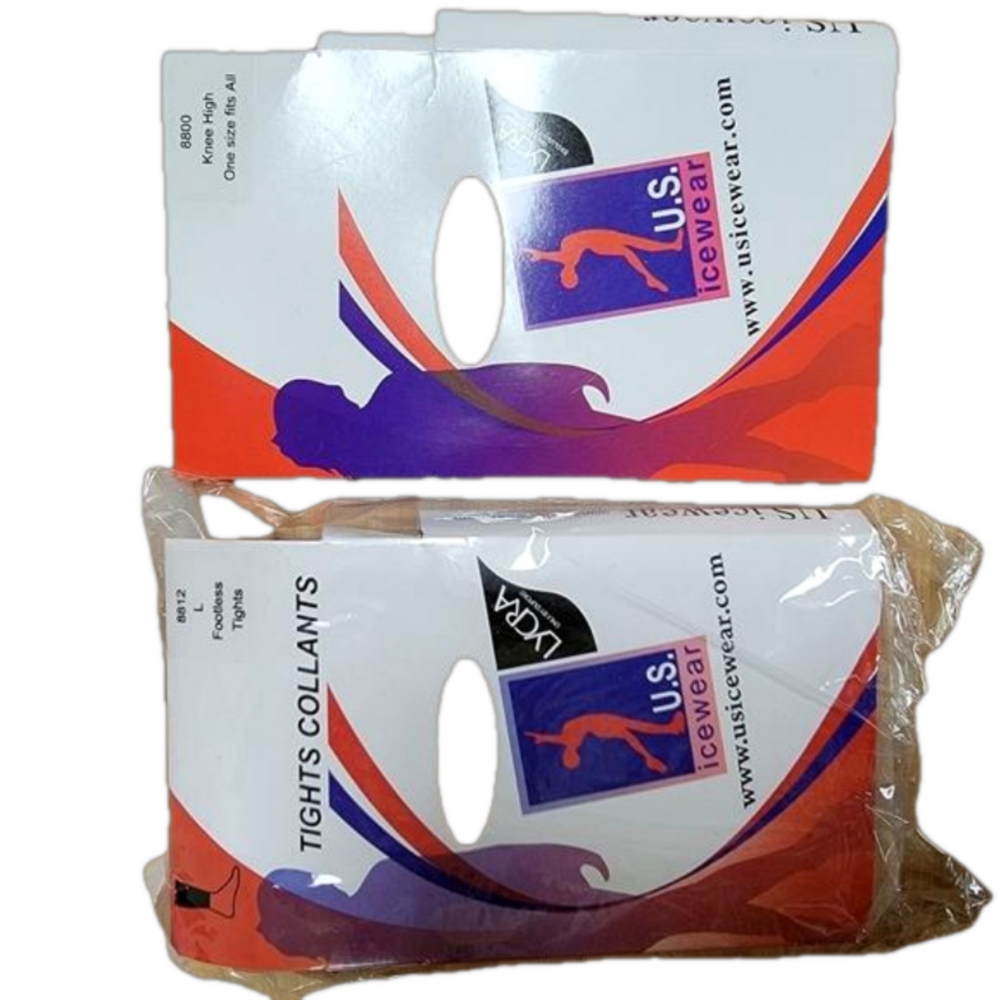 US Icewear Footed Tights (Adult Large) & Knee Highs (OS) Set for Figure Skaters